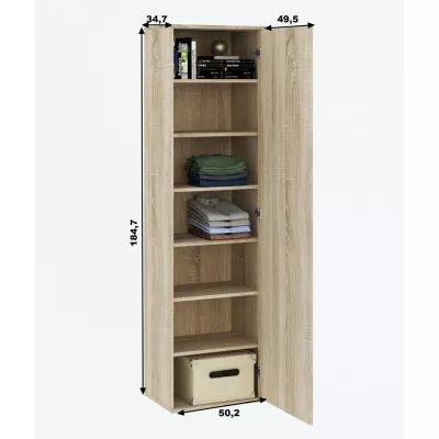 Schmaler Kleider-Regalschrank 50 cm SAVOY – Sonoma-Eiche