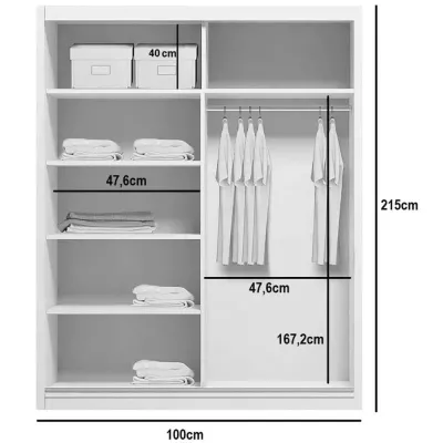 Geräumiger Kleiderschrank 100/215 CALEB – Eiche Sonoma / weiß