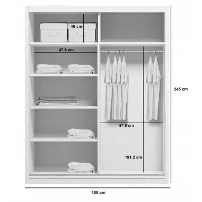 Geräumiger Kleiderschrank 100/245 CALEB – Eiche Sonoma / weiß