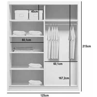 Geräumiger Kleiderschrank 125/215 CALEB – Eiche Sonoma / weiß