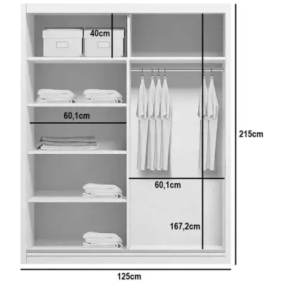 Geräumiger Kleiderschrank 125/215 CALEB – Eiche Sonoma / weiß