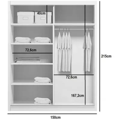 Geräumiger Kleiderschrank 150/215 CALEB – Eiche Sonoma / weiß