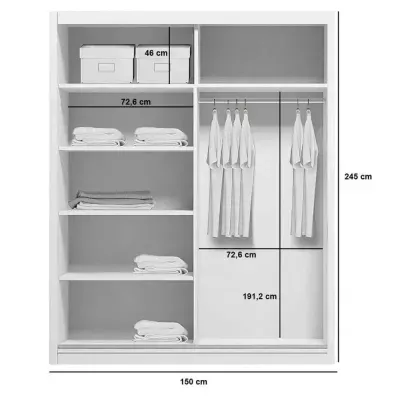 Geräumiger Kleiderschrank 150/245 CALEB – Eiche Sonoma / weiß