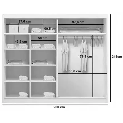 Geräumiger Kleiderschrank 200/245 CALEB – Eiche Sonoma / weiß