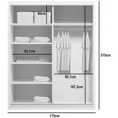 Geräumiger Kleiderschrank 175/215 CALEB – Eiche Craft Gold / weiß