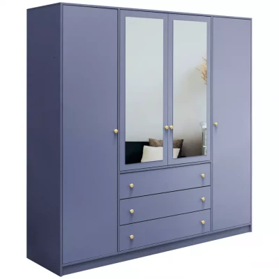 Kombinierter Schrank 196 JOELE mit Spiegel – Blau