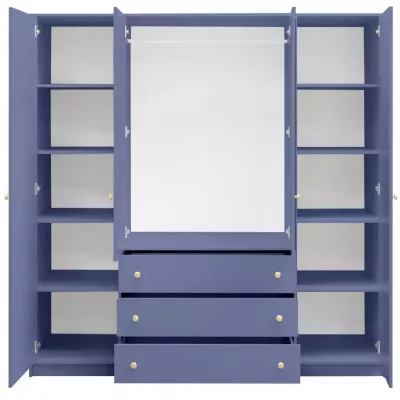 Kombinierter Schrank 196 JOELE mit Spiegel – Blau