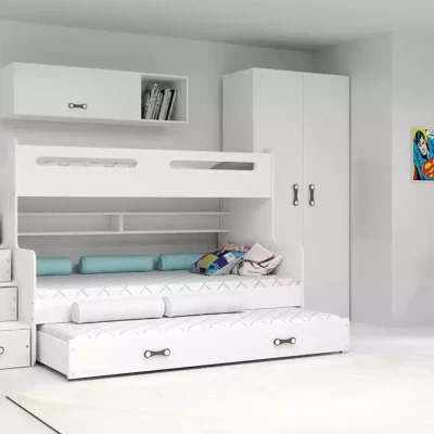 Kinderhochbett mit Zustellbett ohne Matratzen 80x200 IDA 3 – Weiß