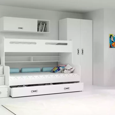 Kinderhochbett mit Stauraum ohne Matratzen 80x200 IDA 3 – Weiß