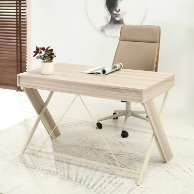 Schreibtisch mit Schubladen HELMAR – cremefarben / beige Esche