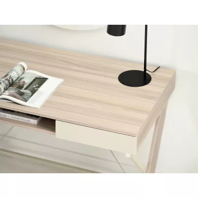 Schreibtisch mit Schubladen HELMAR – cremefarben / beige Esche