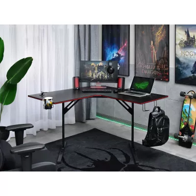 Eck-Gamingtisch HARO – schwarz / schwarzes Carbon