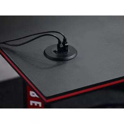 Eck-Gamingtisch HARO – schwarz / schwarzes Carbon