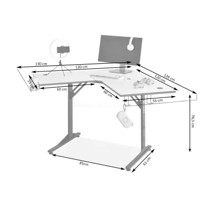 Eck-Gamingtisch HARO – schwarz / schwarzes Carbon