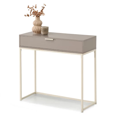 Konsolentisch NIRAI mit Schublade – cremefarben / beige Esche