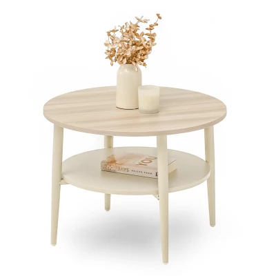 Runder Couchtisch TODOR – cremefarben / beige Esche