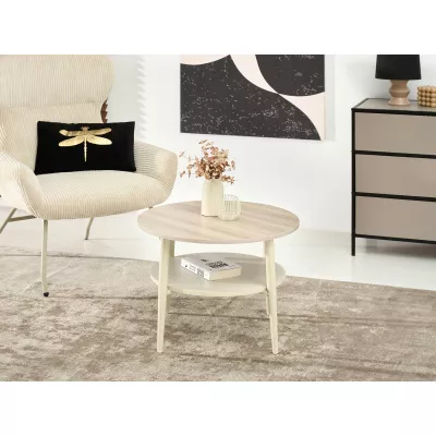 Runder Couchtisch TODOR – cremefarben / beige Esche