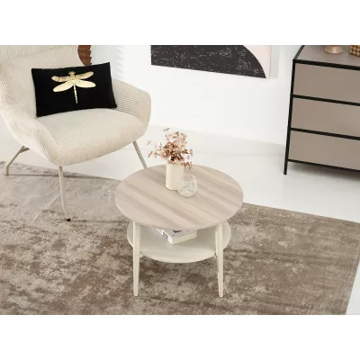 Runder Couchtisch TODOR – cremefarben / beige Esche