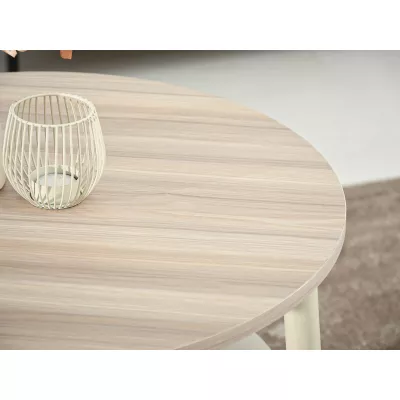 Runder Couchtisch TODOR – cremefarben / beige Esche