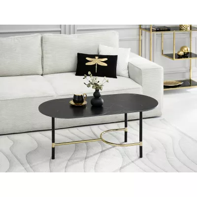 Design-Couchtisch NEAL – schwarz / schwarzer Marmor