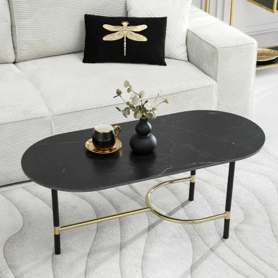 Design-Couchtisch NEAL – schwarz / schwarzer Marmor