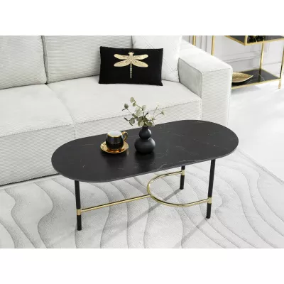 Design-Couchtisch NEAL – schwarz / schwarzer Marmor