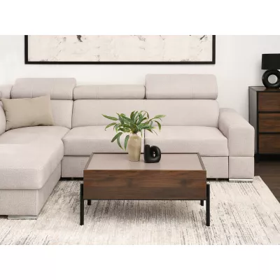 Couchtisch TOMAN mit Schublade – Nussbaum/Beige