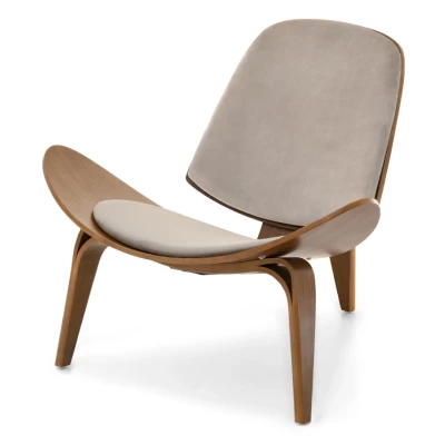 Designersessel DAHL – Nussbaum/Beige