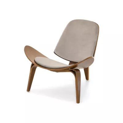 Designersessel DAHL – Nussbaum/Beige