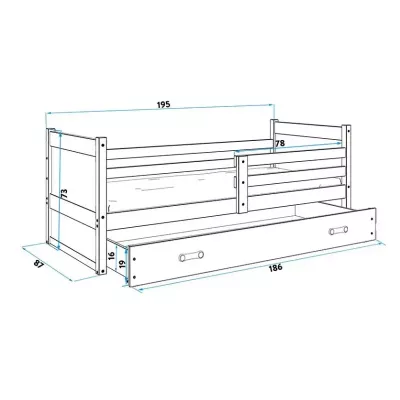 Kinderbett mit Stauraum mit Matratze 80x190 FERGUS – Weiß / Rosa