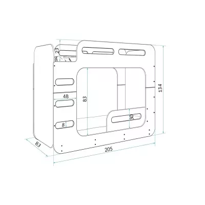 Kinderhochbett mit Matratzen 80x200 IDA 2 – Weiß