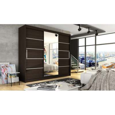 Geräumiger Kleiderschrank mit Spiegel Taurus – Breite 250 cm, schoko