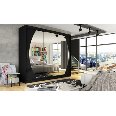 Geräumiger Kleiderschrank mit Spiegel Jumbo – Breite 250 cm, schwarz