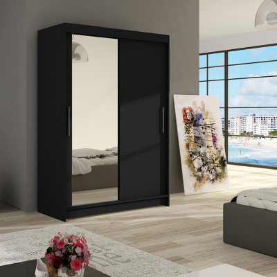 Kleiderschrank mit Spiegel Angelo – Breite 120 cm, schwarz