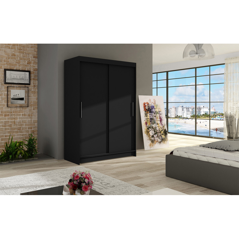 Geräumiger Kleiderschrank Magda – Breite 120 cm, schwarz