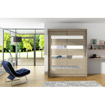 Geräumiger Kleiderschrank mit Spiegel Doris – Breite 150 cm, Sonoma