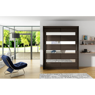 Geräumiger Kleiderschrank mit Spiegel Doris – Breite 150 cm, schoko