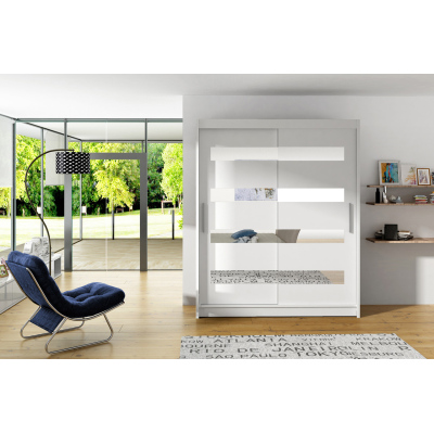 Geräumiger Kleiderschrank mit Spiegel Doris – Breite 150 cm, weiß