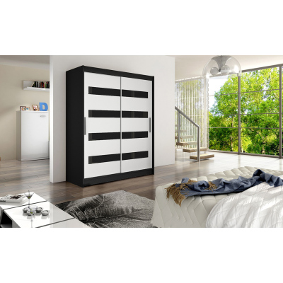 Moderner geräumiger Kleiderschrank Pablo – Breite 150 cm, schwarz / weiß