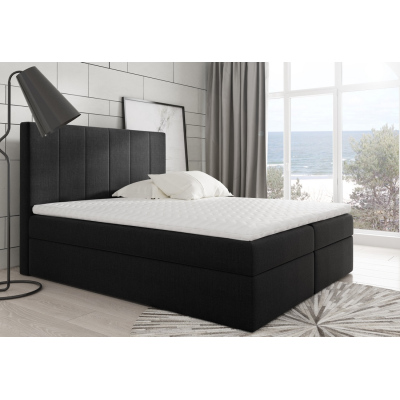 Gepolstertes Doppelbett Daria Schwarz 180 + gratis Topper