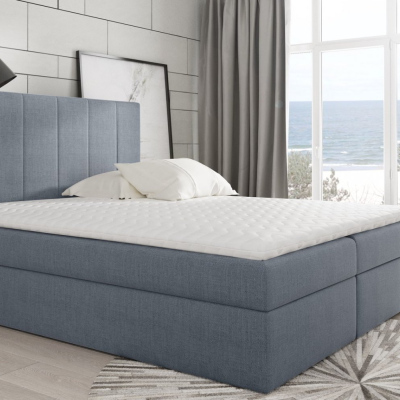 Gepolstertes Doppelbett Daria Graublau 180 + gratis Topper