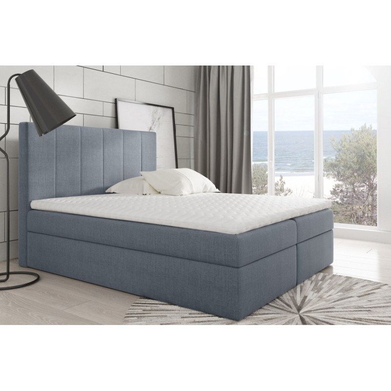 Gepolstertes Doppelbett Daria Graublau 180 + gratis Topper