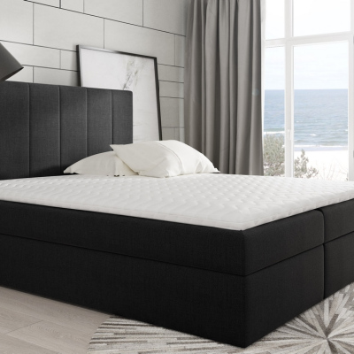 Boxspring gepolstertes Bett Daria schwarz 160 + gratis Topper