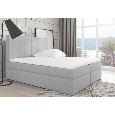 Boxspring gepolstertes Bett Daria grau + gratis Topper