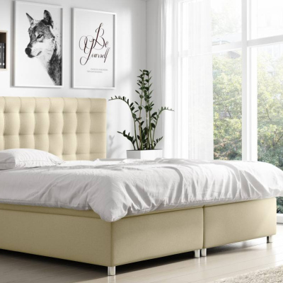 Großes Polsterbett Diana beige 200 + kostenloser Topper