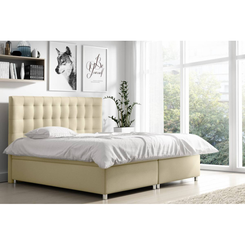 Großes Polsterbett Diana beige 200 + kostenloser Topper