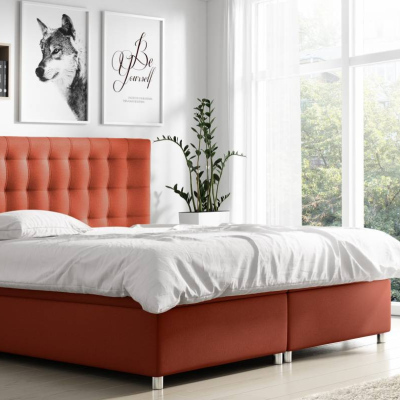 Gepolstertes Doppelbett Diana Rot 180 + gratis Topper