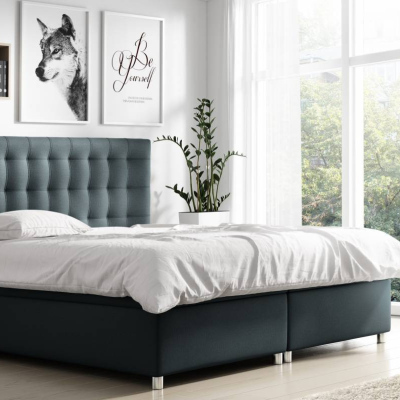 Gepolstertes Doppelbett Diana Grau 180 + gratis Topper