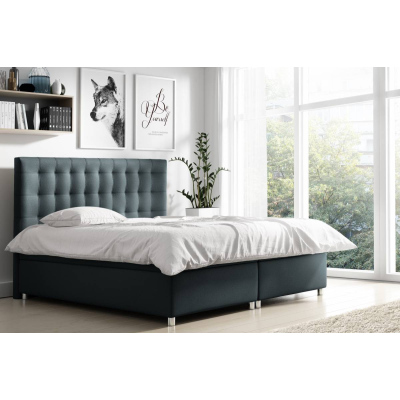 Gepolstertes Doppelbett Diana Grau 180 + gratis Topper