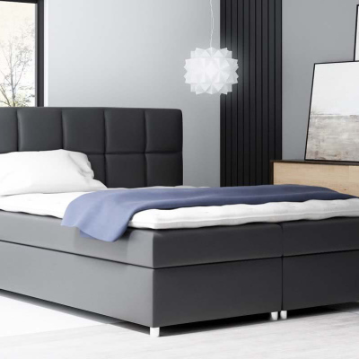 Boxspring gepolstertes Bett Tina schwarzes Öko-Leder 160 + gratis Topper